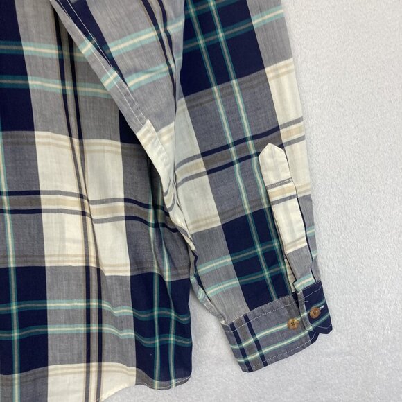 Vintage Dover Arrow Shirt Mens Large Long Blue Plaid Nautical Anchor Preppy 90s - Picture 11 of 12